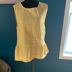 Francesca Bettini Yellow Linen sleeveless top size Large